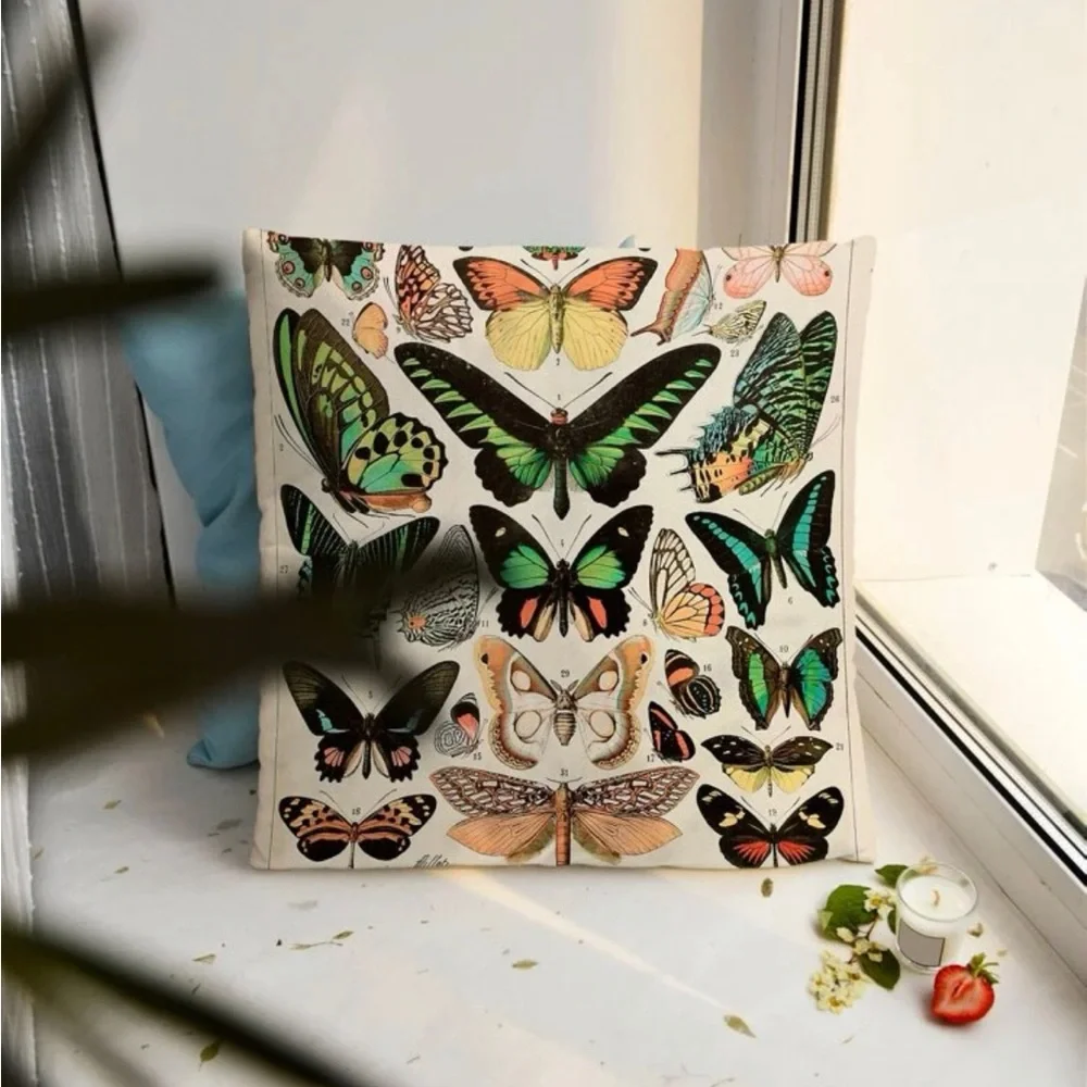 Luxury Home | Vintage Papillon Butterfly Gallery Printed Throw Pillow Cover 🦋